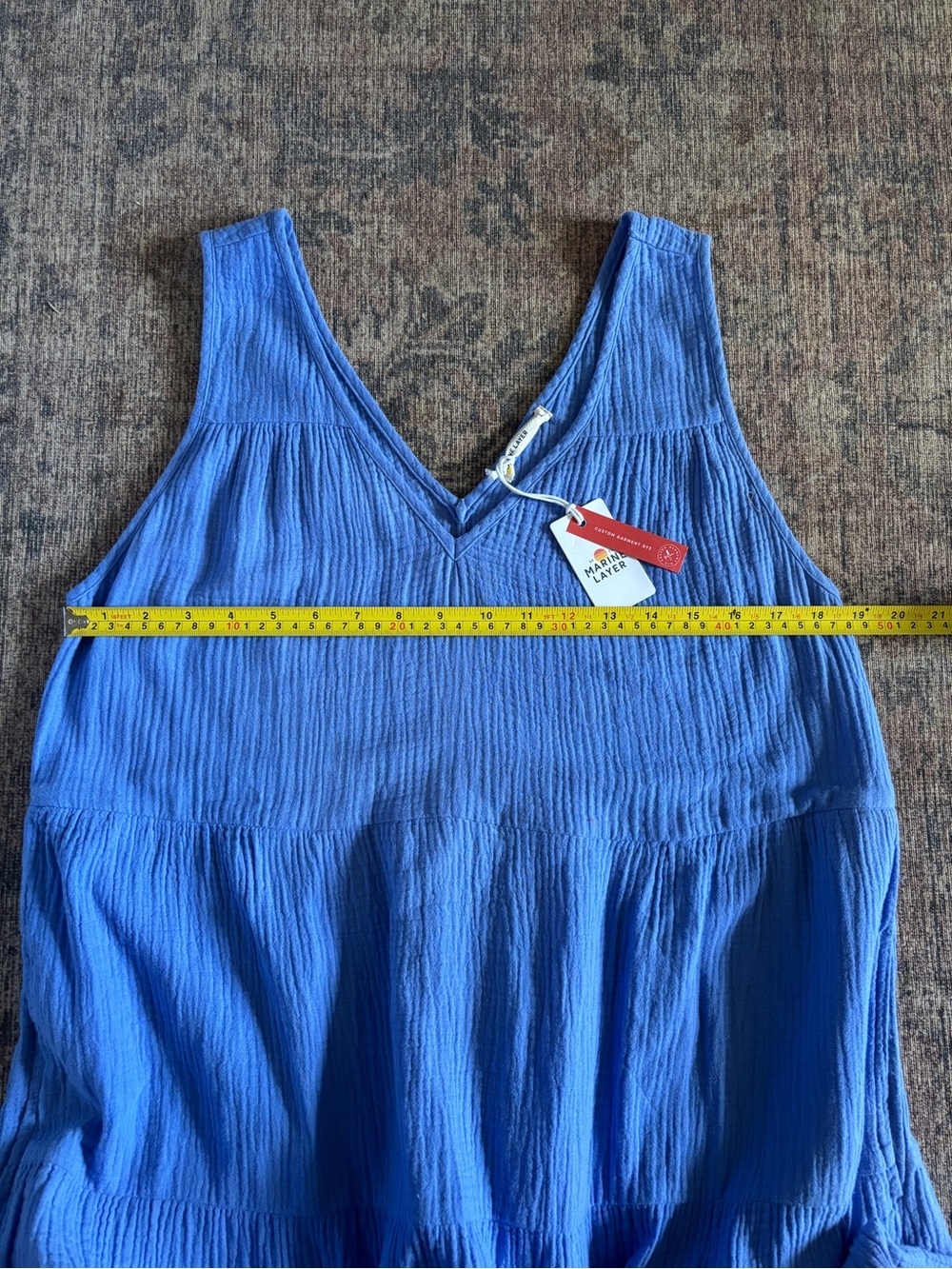 Marine Layer Corinne Blue Ombré Cotton Gauze Maxi Dress Size L - Picture 8 of 10